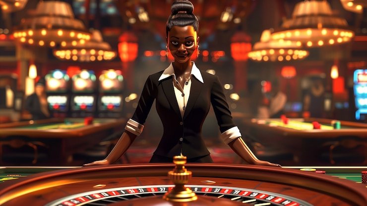 Layar permainan Blackjack live dengan dealer dan statistik putaran